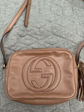 Gucci Pink-Tan Soho Leather Crossbody Bag with Tassel